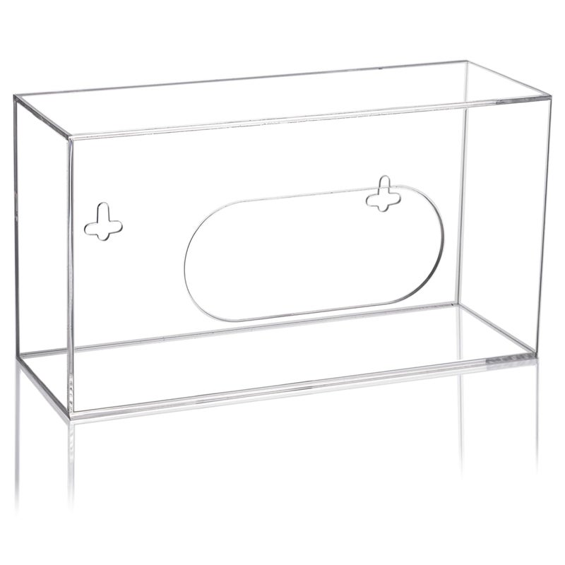 Aphbrada Acrylic Glove Box Holder Wall Mount Disposable Glove Dispenser Storage Organizer for Kitchen, Lab, Garages, Office, Clear - Image 1